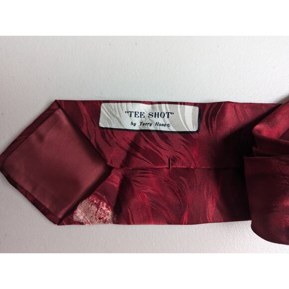Terry Rose Golf Tie Silk Tee Shot Red Dad Necktie Office Novelty Gift - Picture 2 of 3